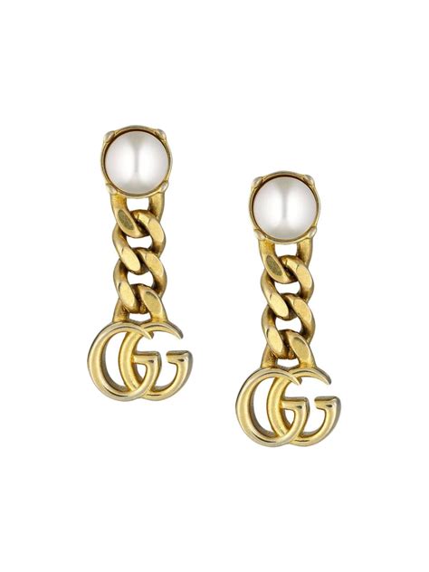 gucci earrings with pearl|gucci pearl drop earrings.